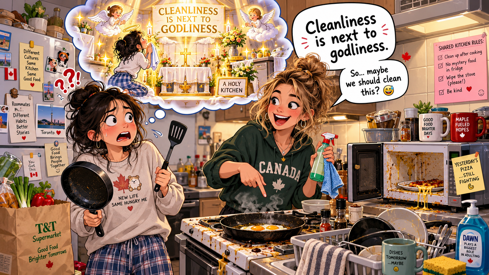 美剧说英语:cleanliness is next to godliness - 加拿大室友说“cleanliness is next to godliness”,我差点以为她要在厨房做祷告……