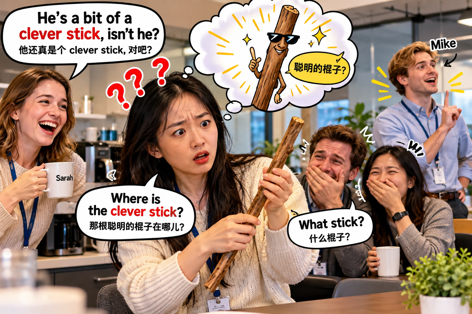 美剧说英语：clever stick - 加拿大办公室同事叫他“clever stick”，我真的开始找那根“聪明的棍子”