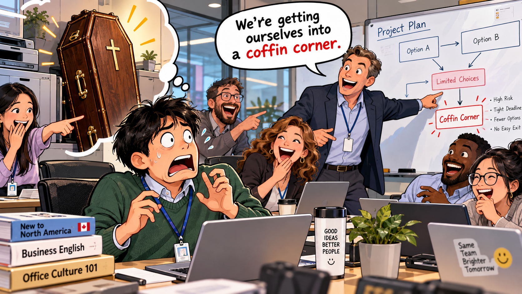 美剧学英语:coffin corner - 加拿大办公室同事说“coffin corner”,我差点以为公司里有棺材……