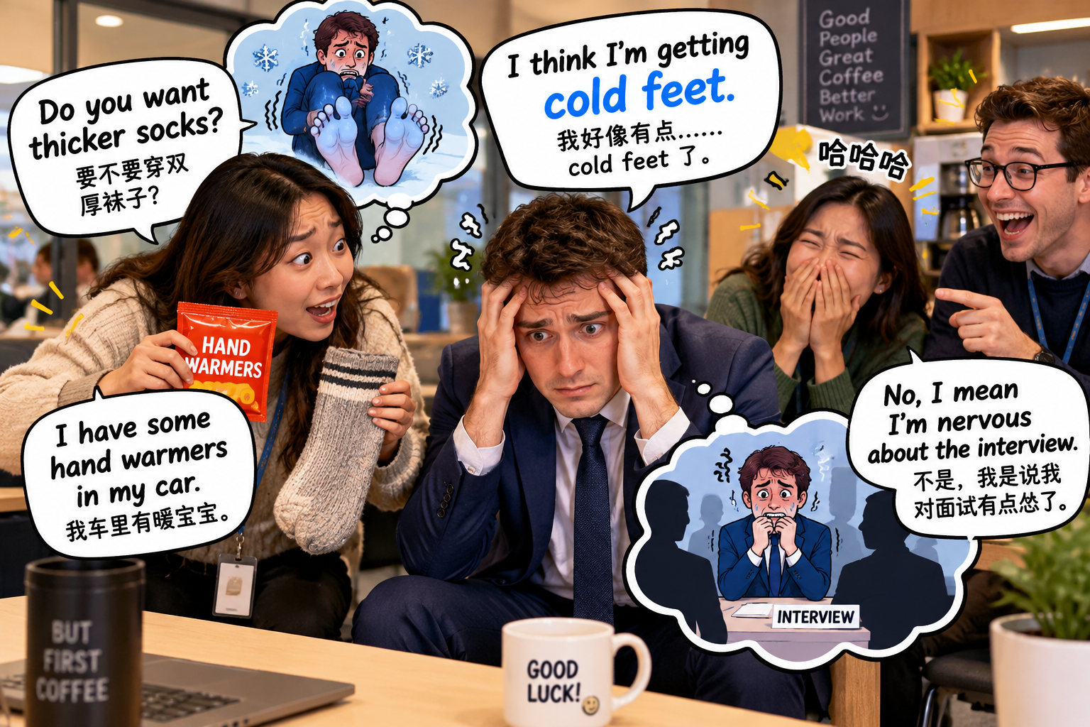 美剧说英语：cold feet - 加拿大同事面试前说“cold feet”，我差点把暖宝宝塞给他……