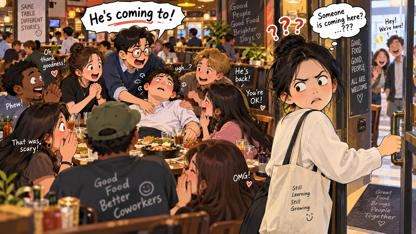 美剧学英语：come to - 加拿大餐厅同事说“He’s coming to”，我竟然跑去门口接人……