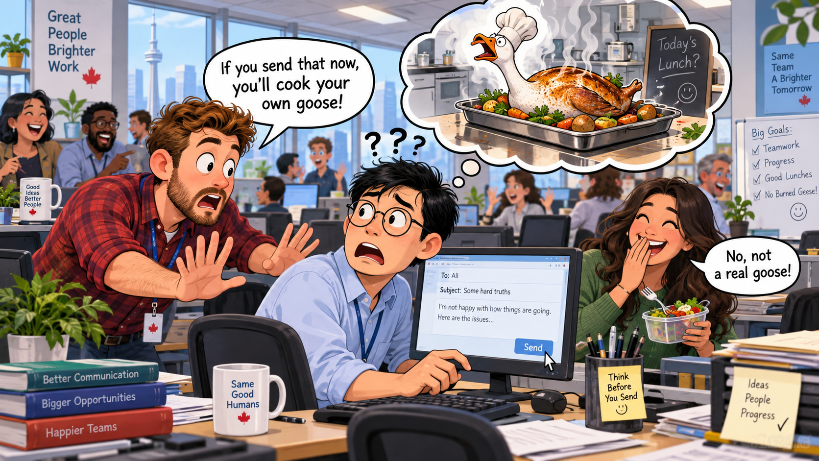 美剧学英语：cook one's goose - 加拿大办公室同事说“cook your own goose”，我还以为午餐要加菜