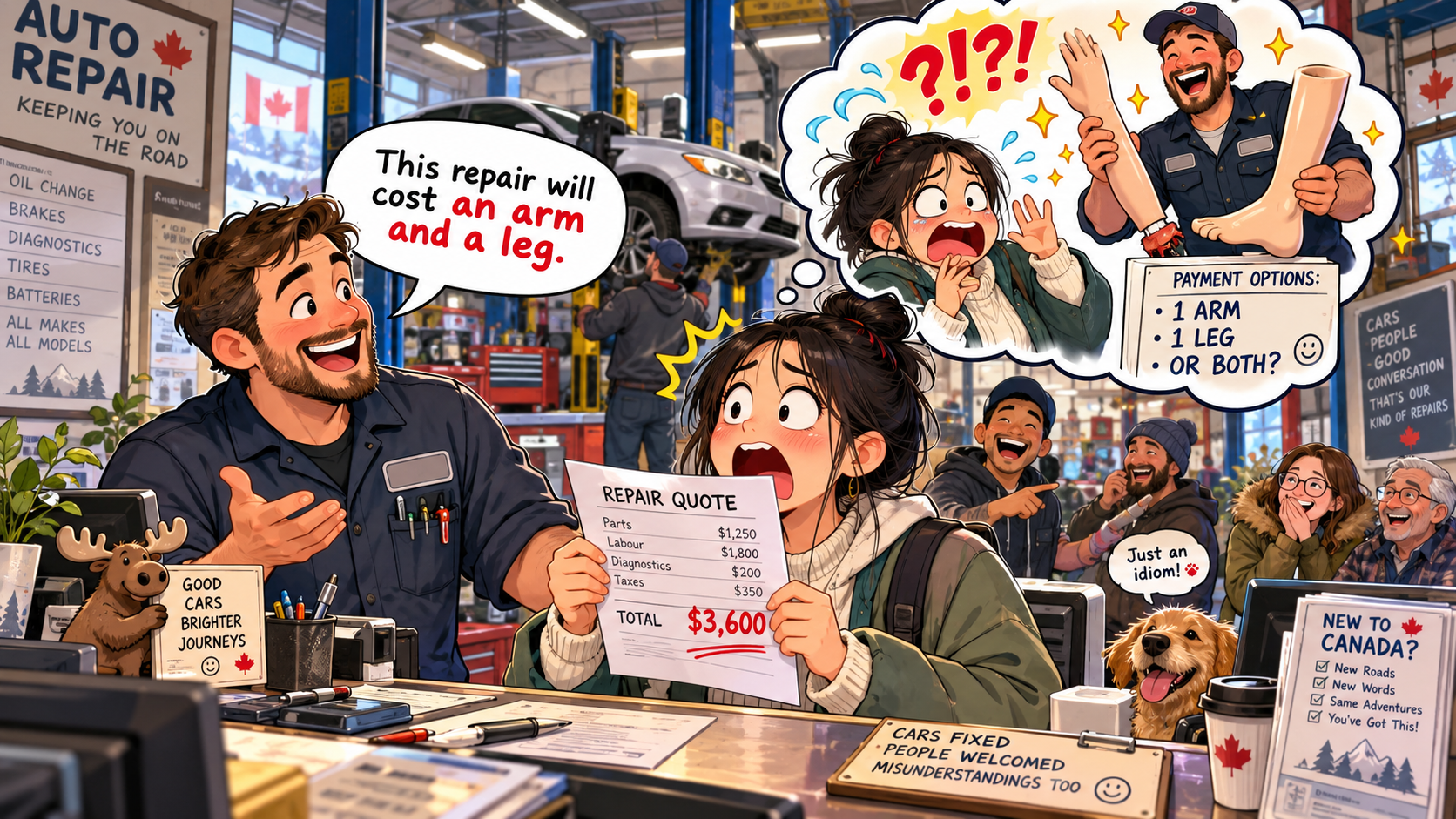 美剧学英语：cost an arm and a leg - 加拿大修车店里，同事说修车要“赔掉一条胳膊和一条腿”，我真信了……