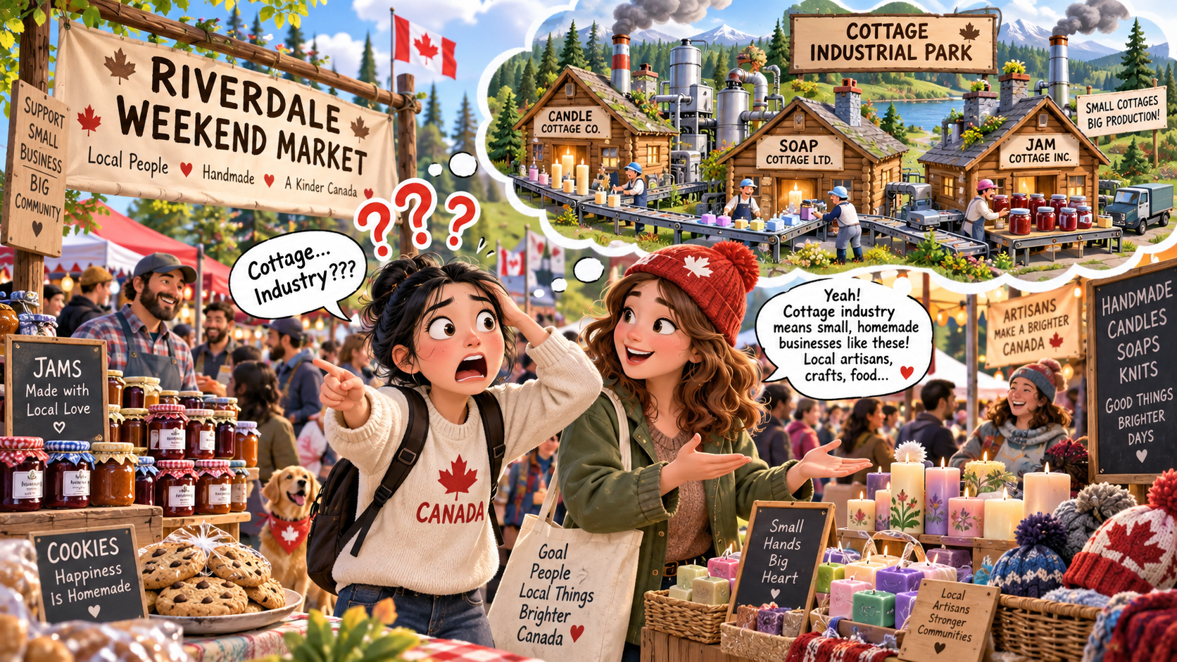 美剧学英语:cottage industry - 加拿大周末市集,同事说这是“cottage industry”,我开始找乡村工业园
