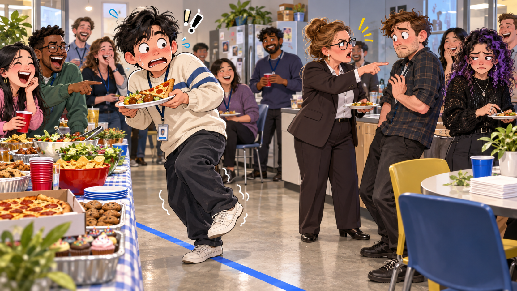 美剧学英语：cross the line - 加拿大办公室聚餐，同事说“you crossed the line”，我默默退回了地毯那边……