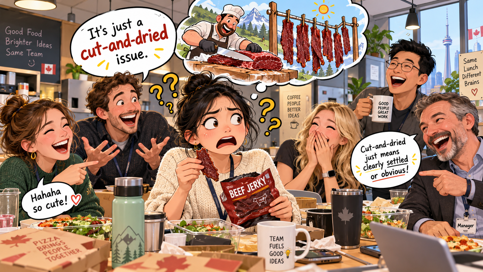美剧学英语：cut-and-dried - 加拿大办公室说“cut-and-dried”，我还以为午餐肉被切开风干了……