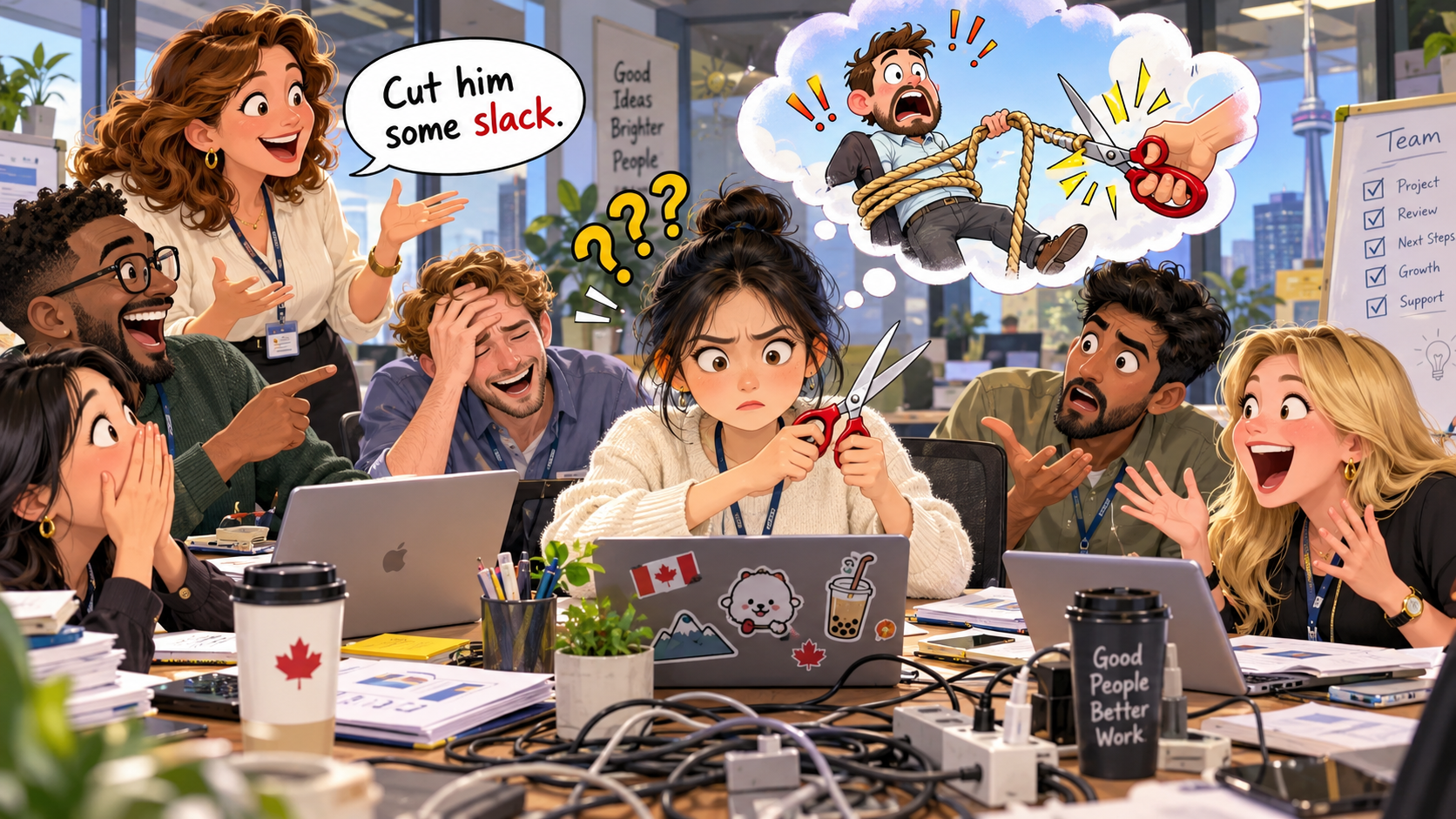 美剧说英语:cut someone some slack - 加拿大办公室同事说“cut him some slack”,我下意识开始找剪刀……