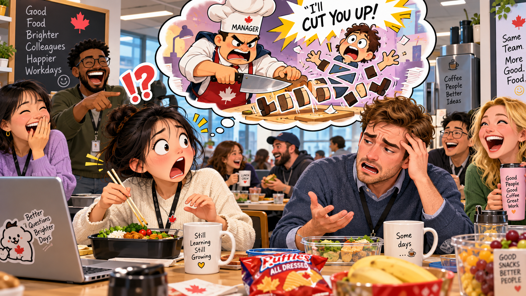 美剧学英语：cut up - 加拿大办公室午休，同事说被老板“cut up”，我差点问要不要报警