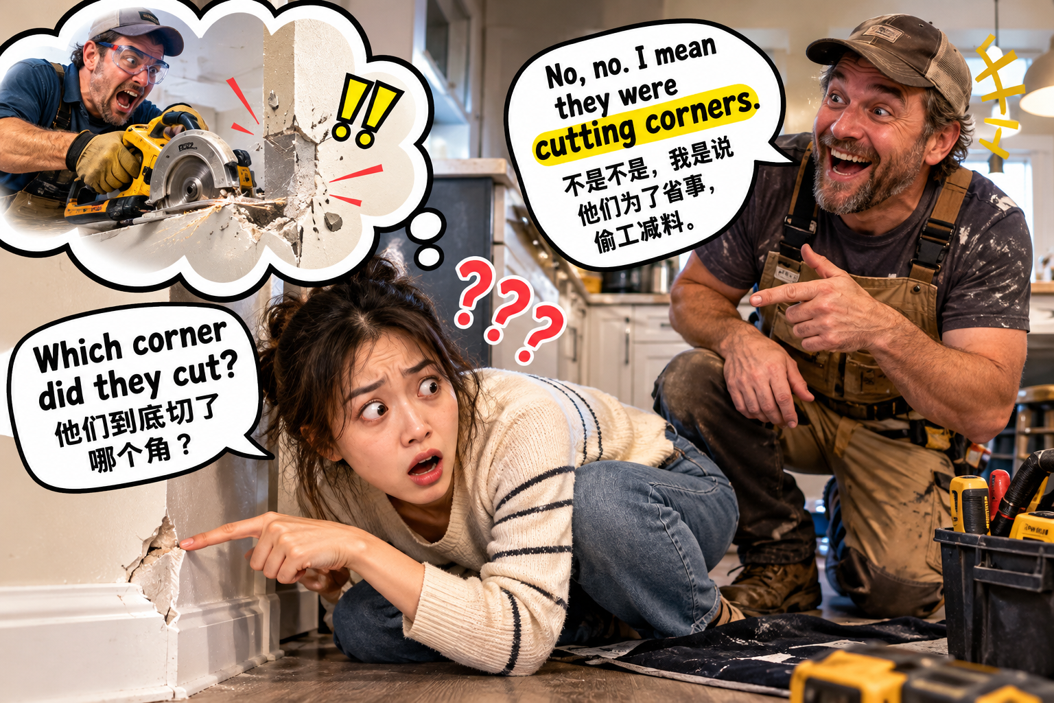 美剧说英语:cutting corners - 加拿大装修师傅说“cutting corners”,我低头看了半天墙角……