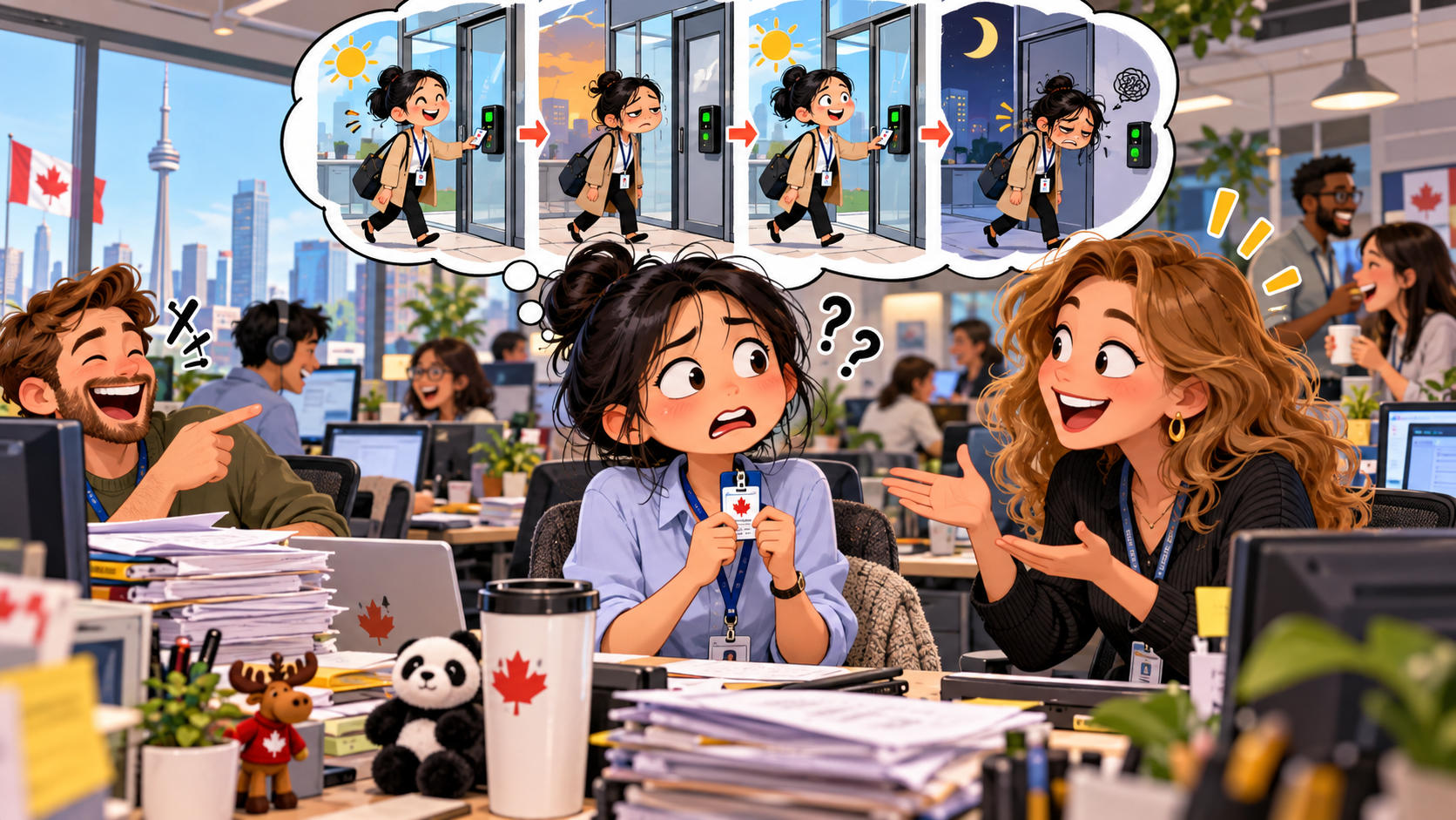 美剧说英语：day in, day out - 加拿大办公室里，同事说“day in, day out”，我还以为在说打卡进出……