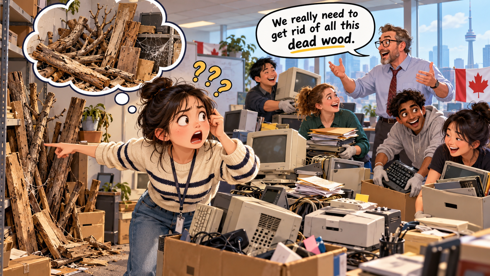 美剧学英语:dead wood - 加拿大办公室说要“清理 dead wood”,我差点跑去找垃圾桶……