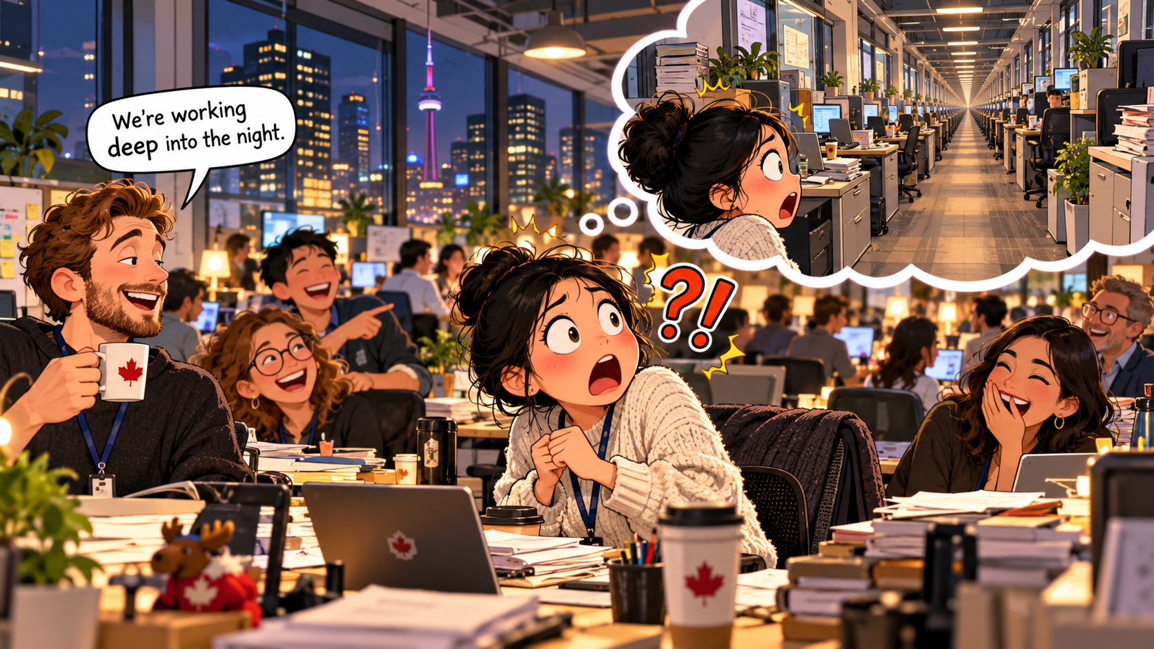 美剧学英语:deep - 加拿大办公室加班,同事说“we’re working deep into the night”,我以为他在说办公室很深……