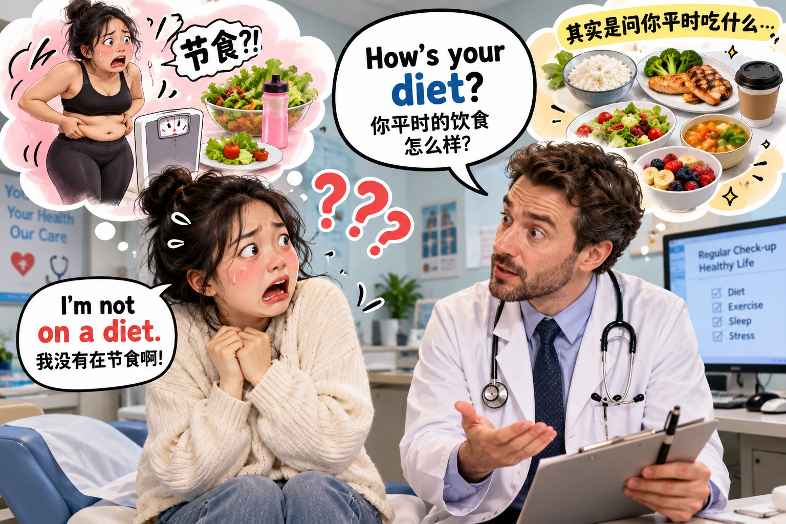 美剧说英语:diet - 加拿大医生问我“How’s your diet?”,我差点回答:我没在减肥啊