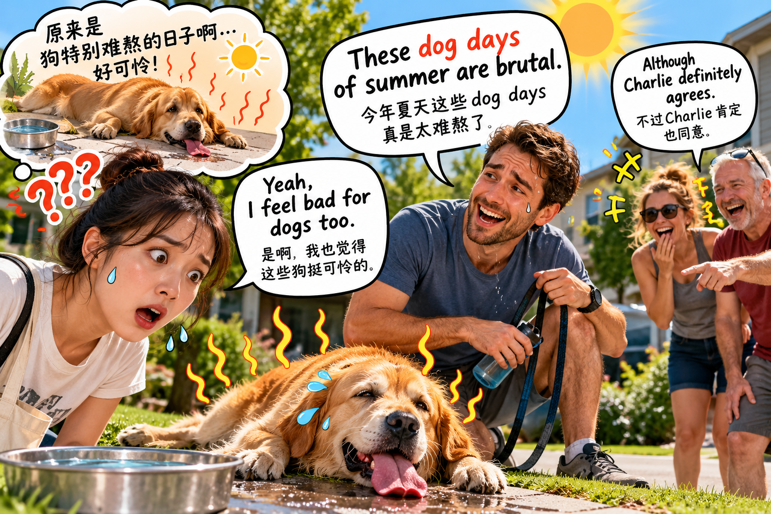 美剧说英语：dog days of summer - 加拿大邻居说“dog days of summer”，我低头看了看他家的狗……