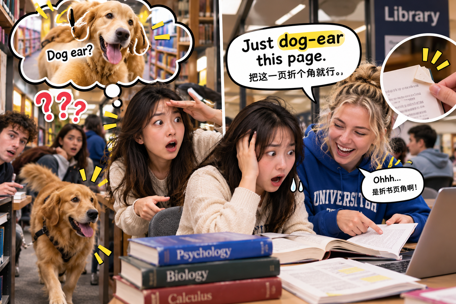 美剧说英语：dog ear - 加拿大图书馆里，同学让我“dog-ear”这一页，我下意识开始找狗……