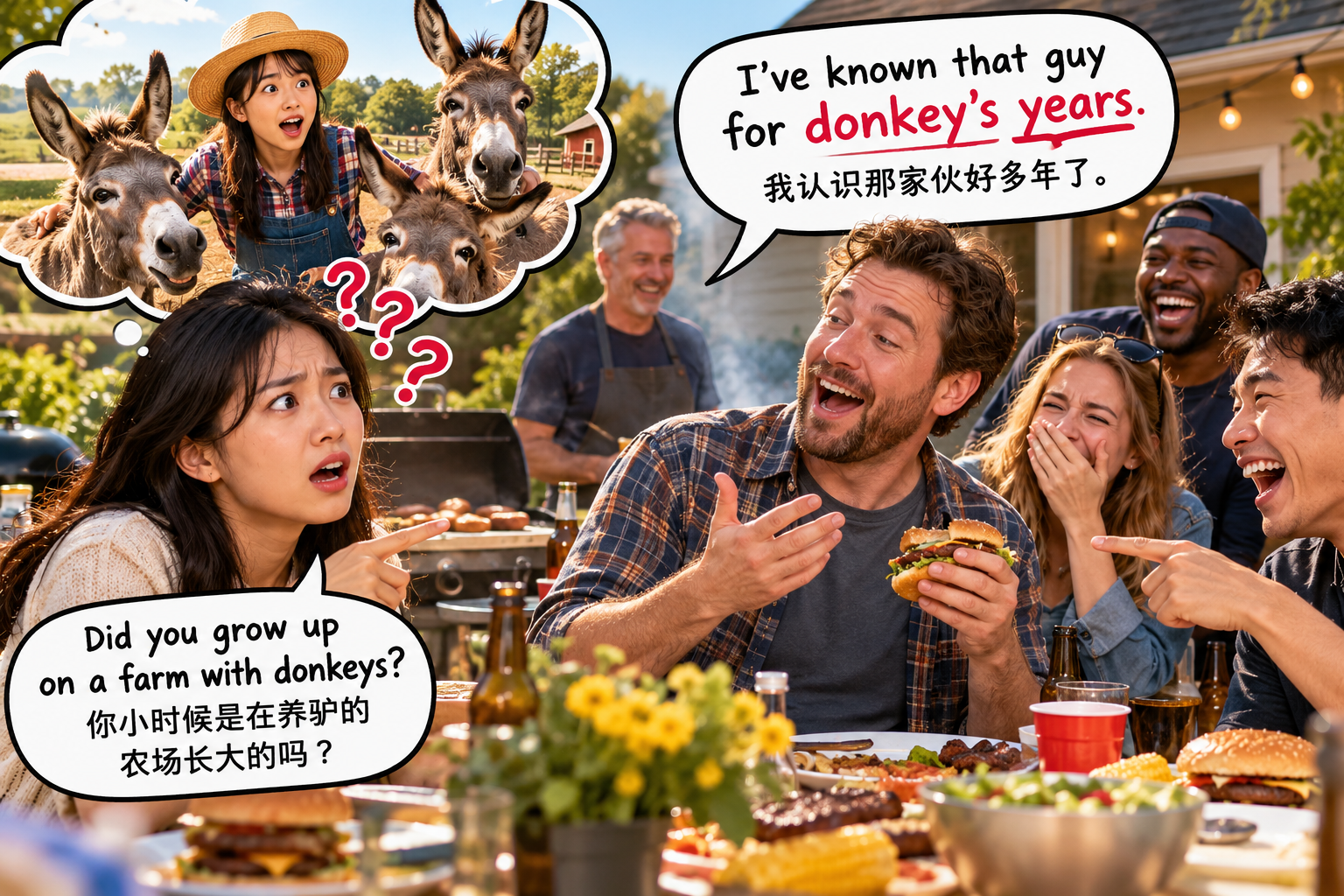 美剧说英语：donkey's years - 加拿大邻居说认识他“donkey’s years”，我认真问：你家以前养驴？