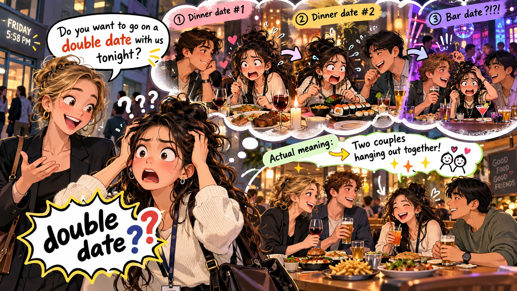 美剧学英语：double date - 加拿大朋友说周五来个“double date”，我还以为他要一晚上约两场……