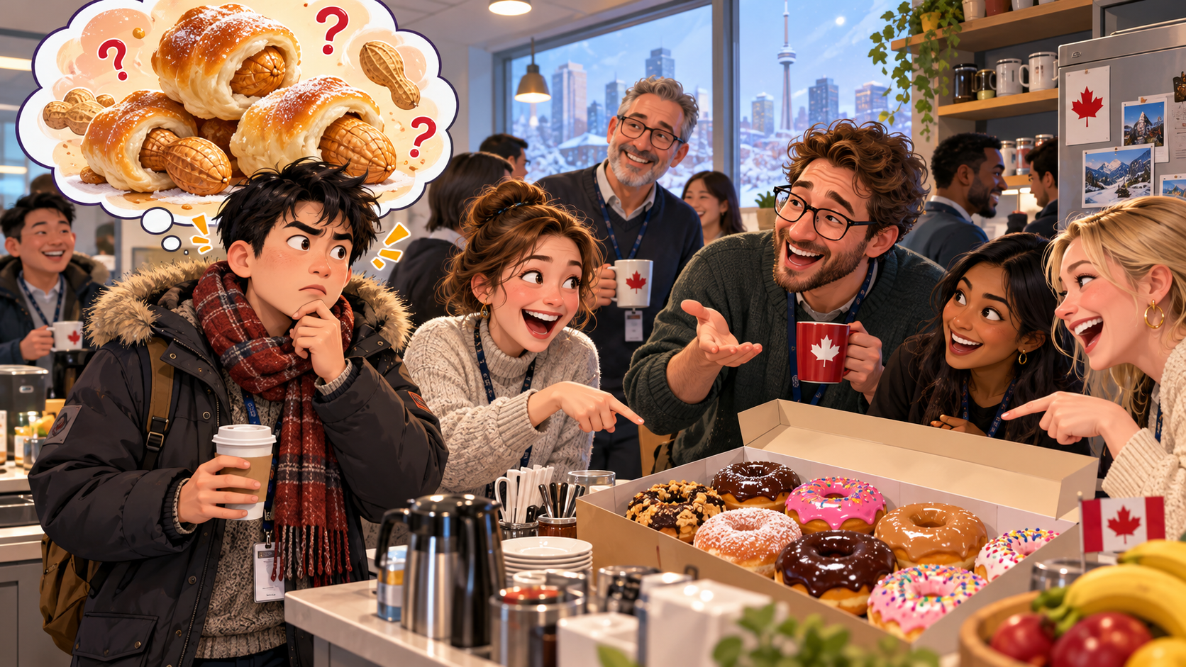 美剧说英语:doughnut - 加拿大办公室有人喊“doughnuts in the kitchen”,我还以为厨房里放了一堆“面团坚果”……