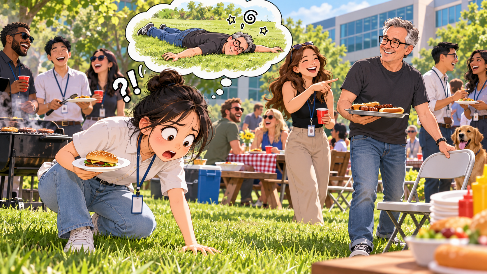 美剧学英语：down to earth - 加拿大公司BBQ，同事说总监“down to earth”，我马上低头找人……