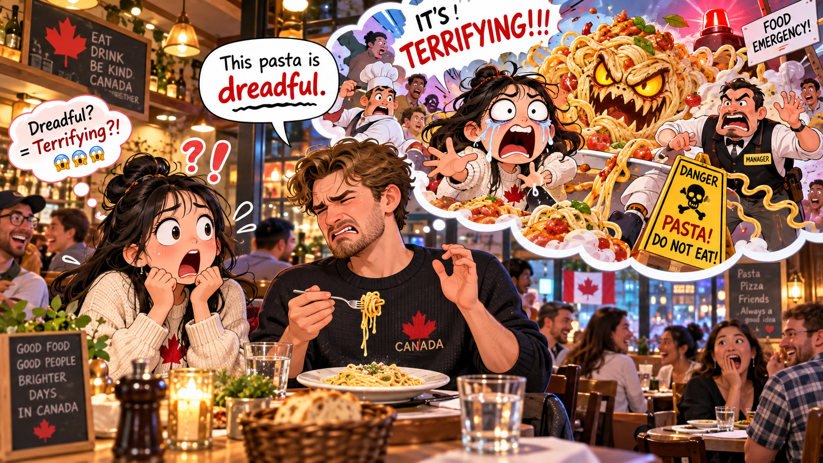 美剧学英语：dreadful - 加拿大餐厅里，同事说这顿饭“dreadful”，我差点以为出事了