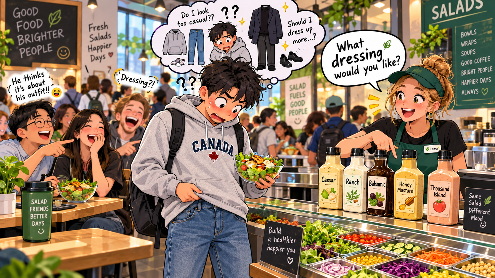 美剧学英语：dressing - 加拿大午餐店同事问我要“dressing”，我差点回答：我今天穿得挺正常啊