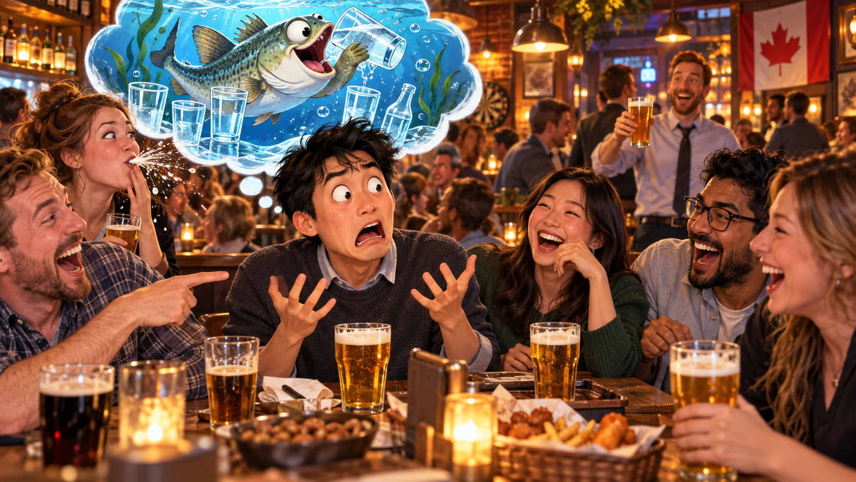美剧学英语:drink like a fish - 加拿大公司聚餐,同事说他“drink like a fish”,我认真问:他每天喝多少水?