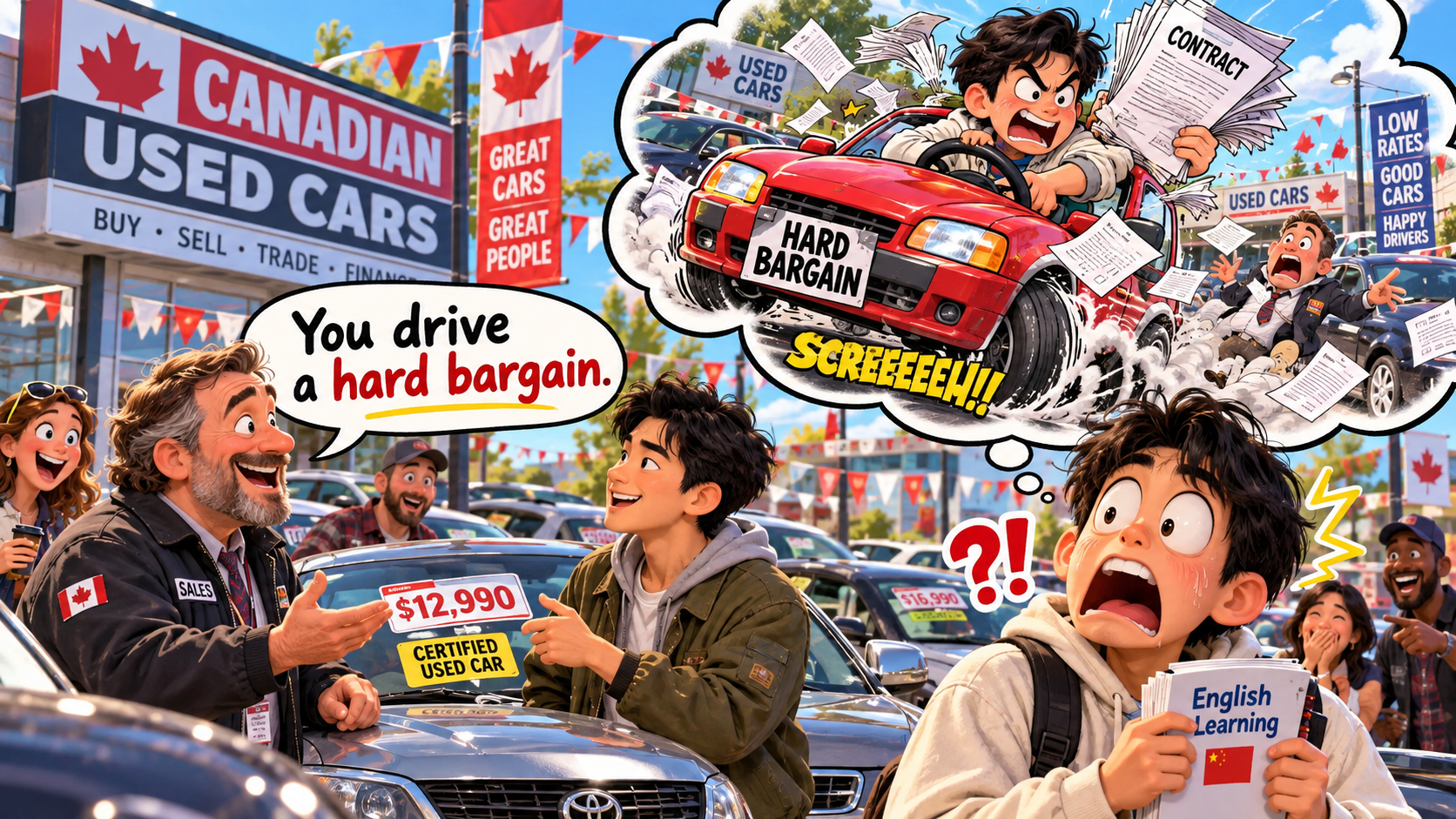 美剧学英语：drive a hard bargain - 加拿大二手车交易，朋友说他“drive a hard bargain”，我还以为是在夸他开车狠