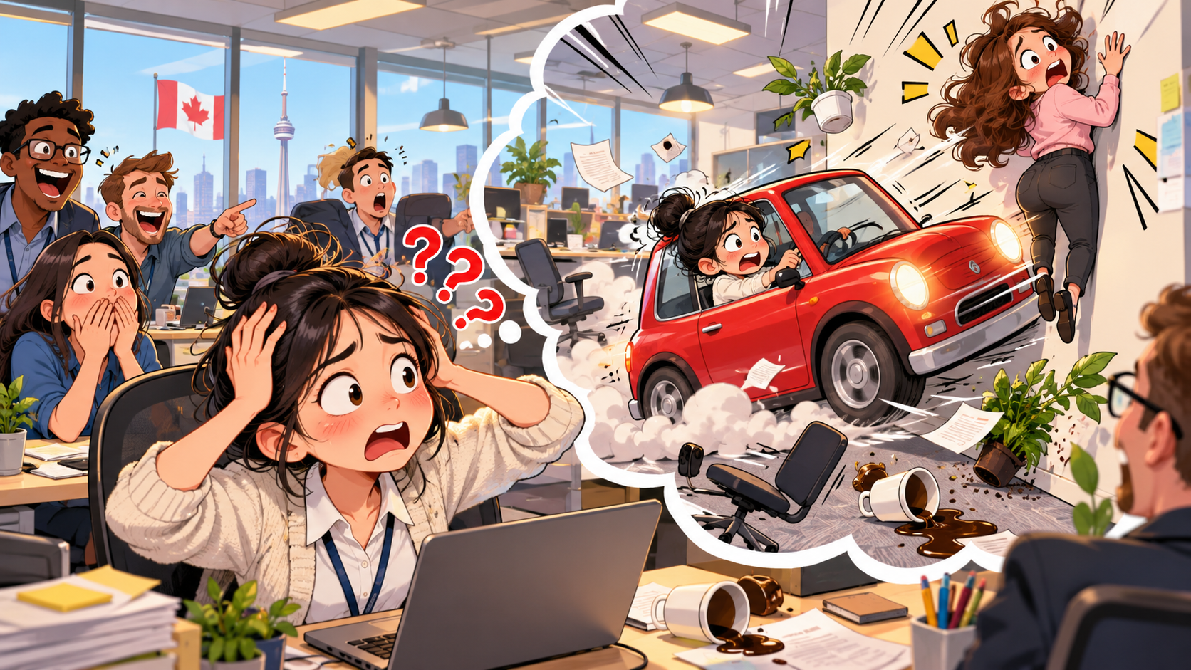 美剧说英语:drive somebody up the wall - 加拿大办公室里,同事说我快把她“赶上墙”了……