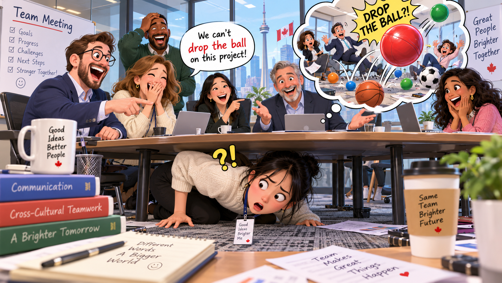 美剧学英语：drop the ball - 加拿大办公室开会，同事说我“drop the ball”，我低头找了半天球……