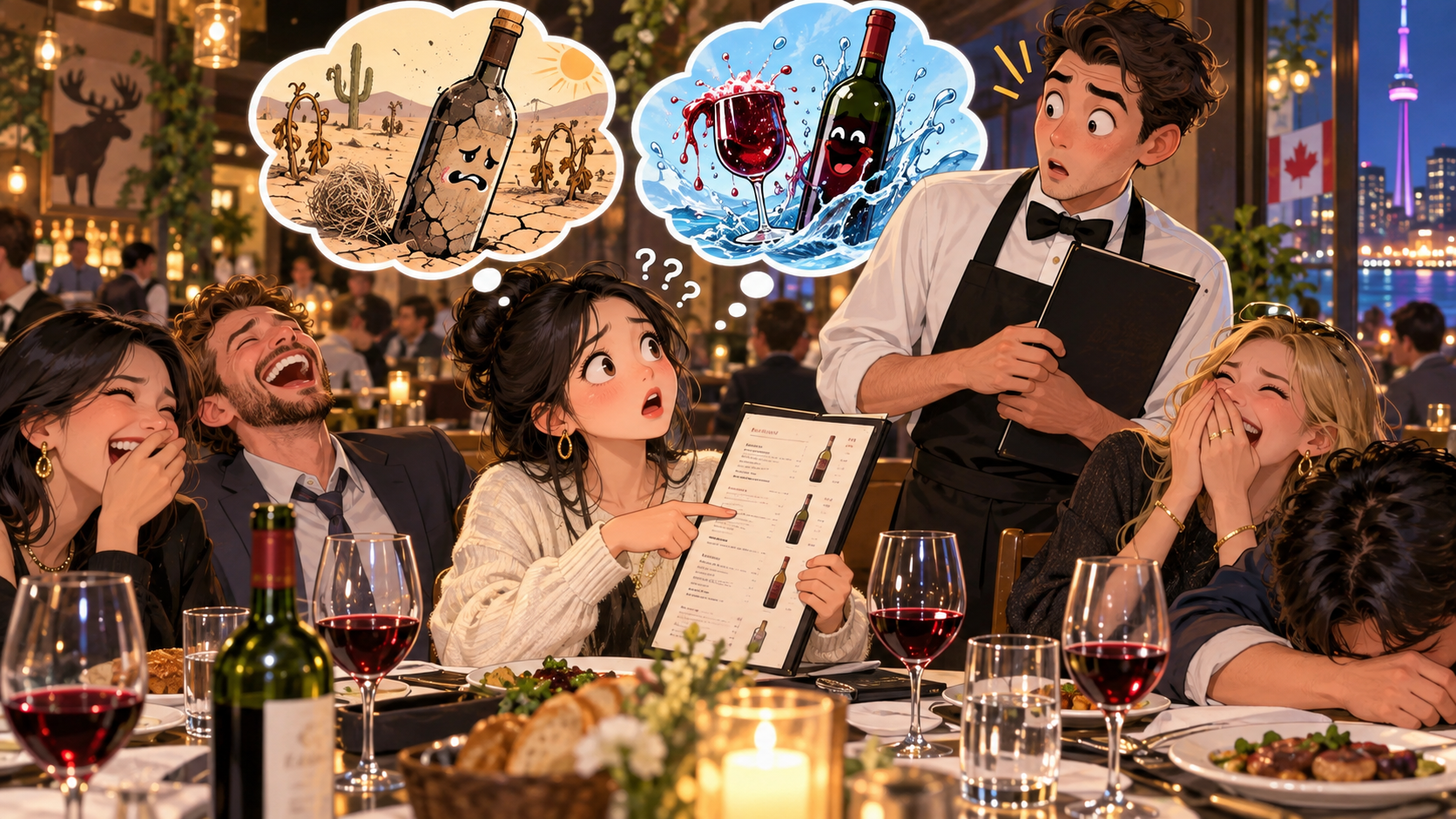 美剧学英语:dry wine - 加拿大餐厅点酒,服务员问我要不要“dry wine”,我脱口而出:那有wet的吗?