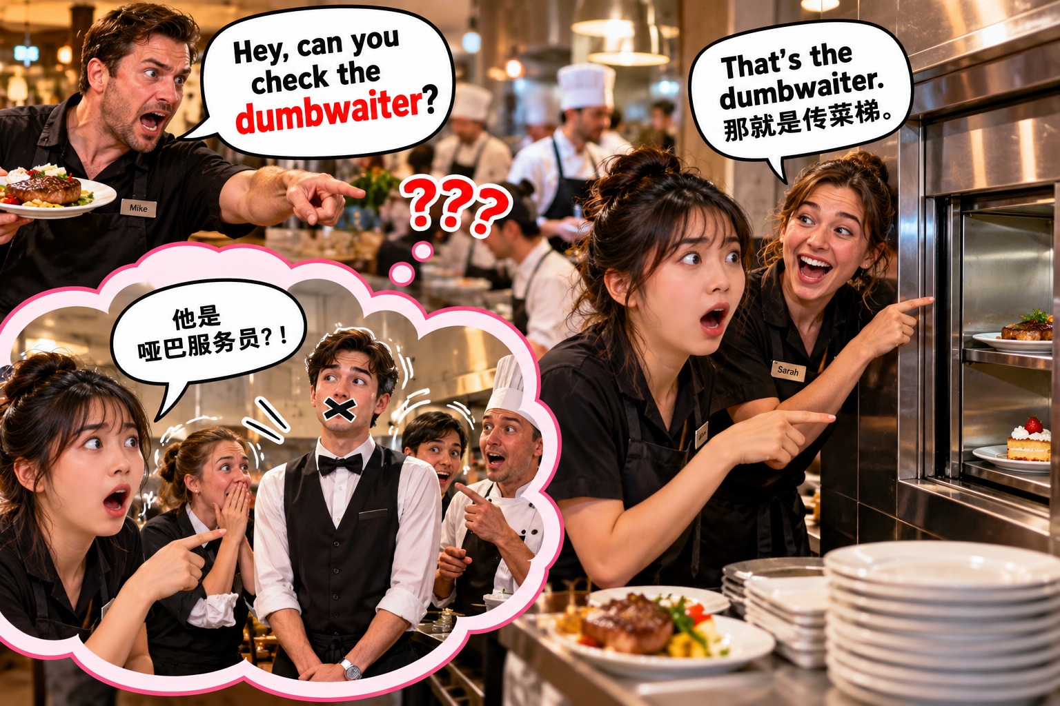 美剧说英语:dumb wait - 加拿大餐厅兼职,经理让我找“dumbwaiter”,我差点去问谁不会说话……