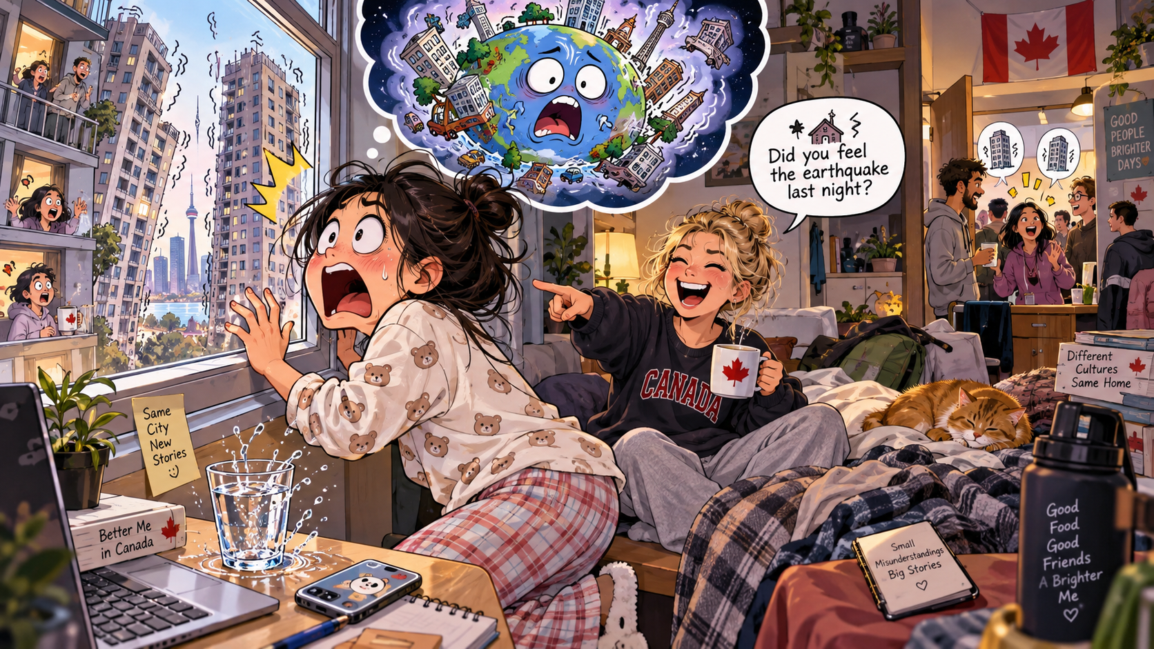美剧学英语：earthquake - 加拿大室友说“earthquake”，我还跑到窗边看：地球真晃了？