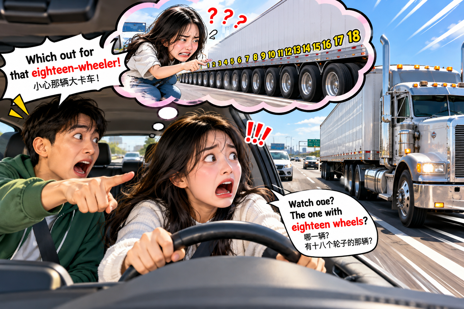 美剧说英语:eighteen-wheeler - 加拿大高速上朋友说“Watch out for that eighteen-wheeler”,我真开始数轮胎了……