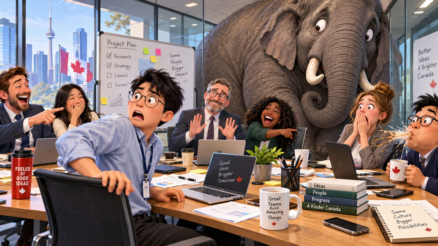 美剧学英语：elephant in the room - 加拿大办公室开会，同事说“room里有只elephant”，我真的回头找了半天……