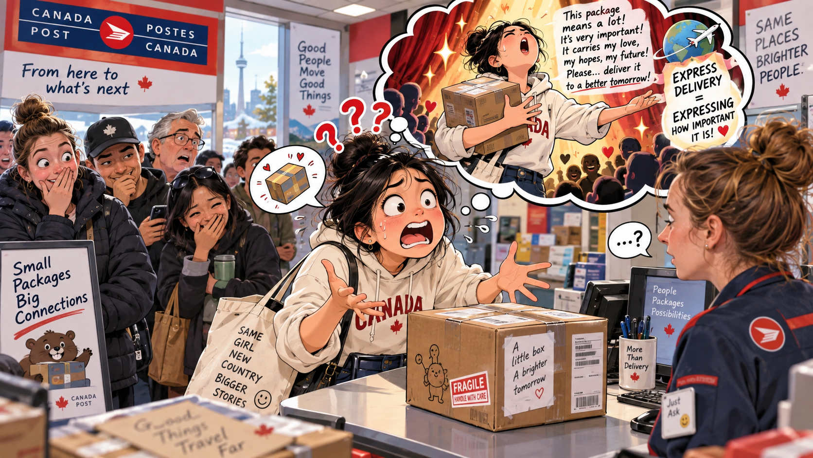 美剧学英语:express delivery - 加拿大快递店寄材料,店员问“express delivery?”我开始认真解释这个包裹……