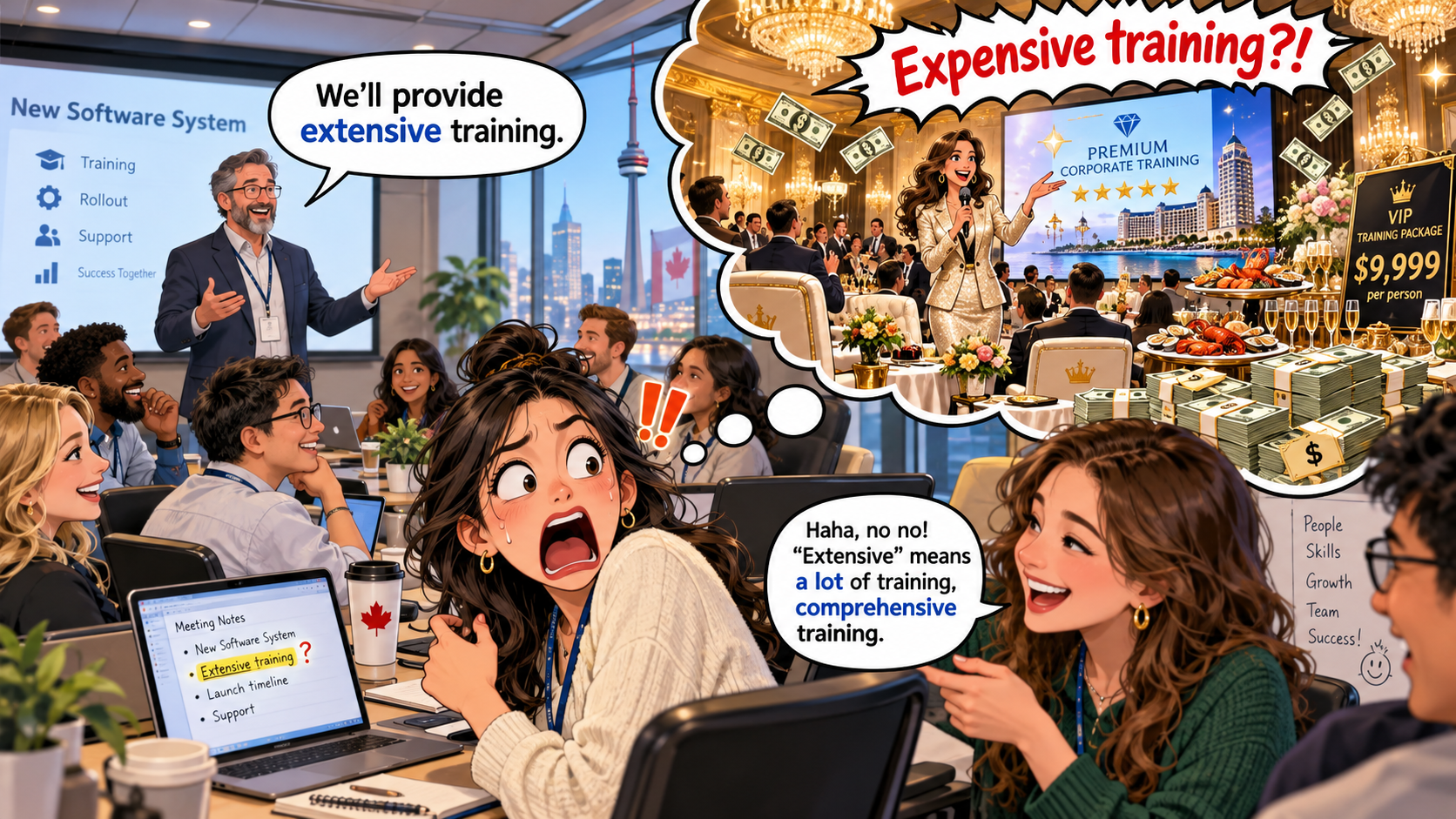 美剧学英语:extensive - 加拿大同事说培训“extensive”,我第一反应:公司这次下血本了?