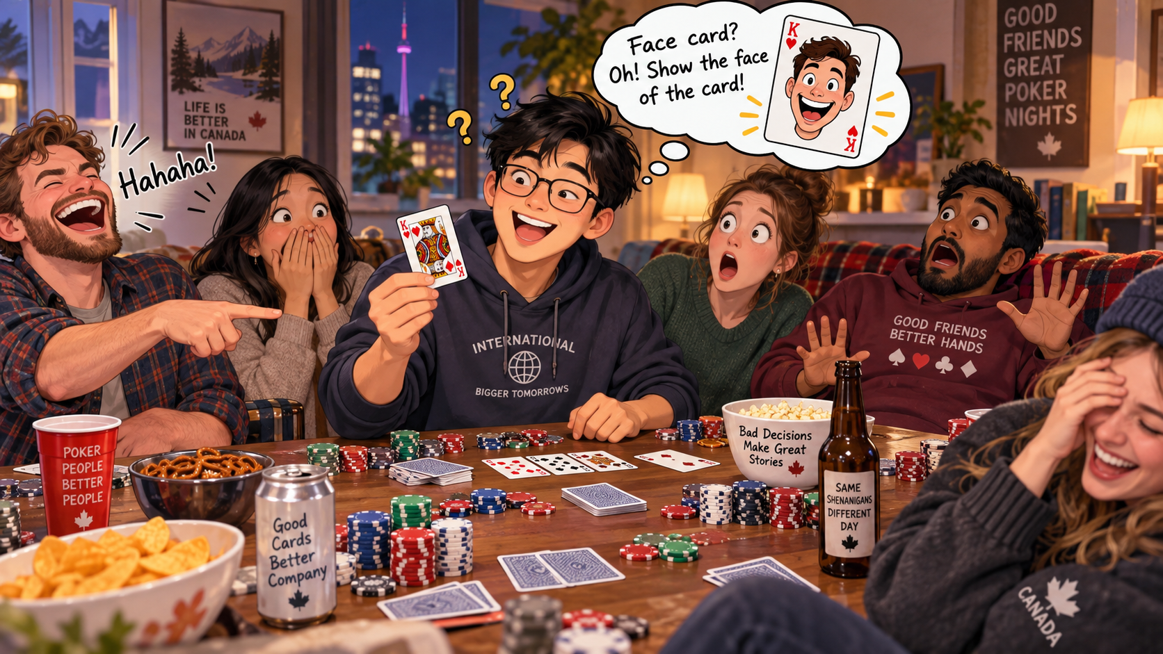 美剧学英语：face card - 加拿大同事家的扑克夜，他说“you need a face card”，我直接把底牌翻给全桌看了……