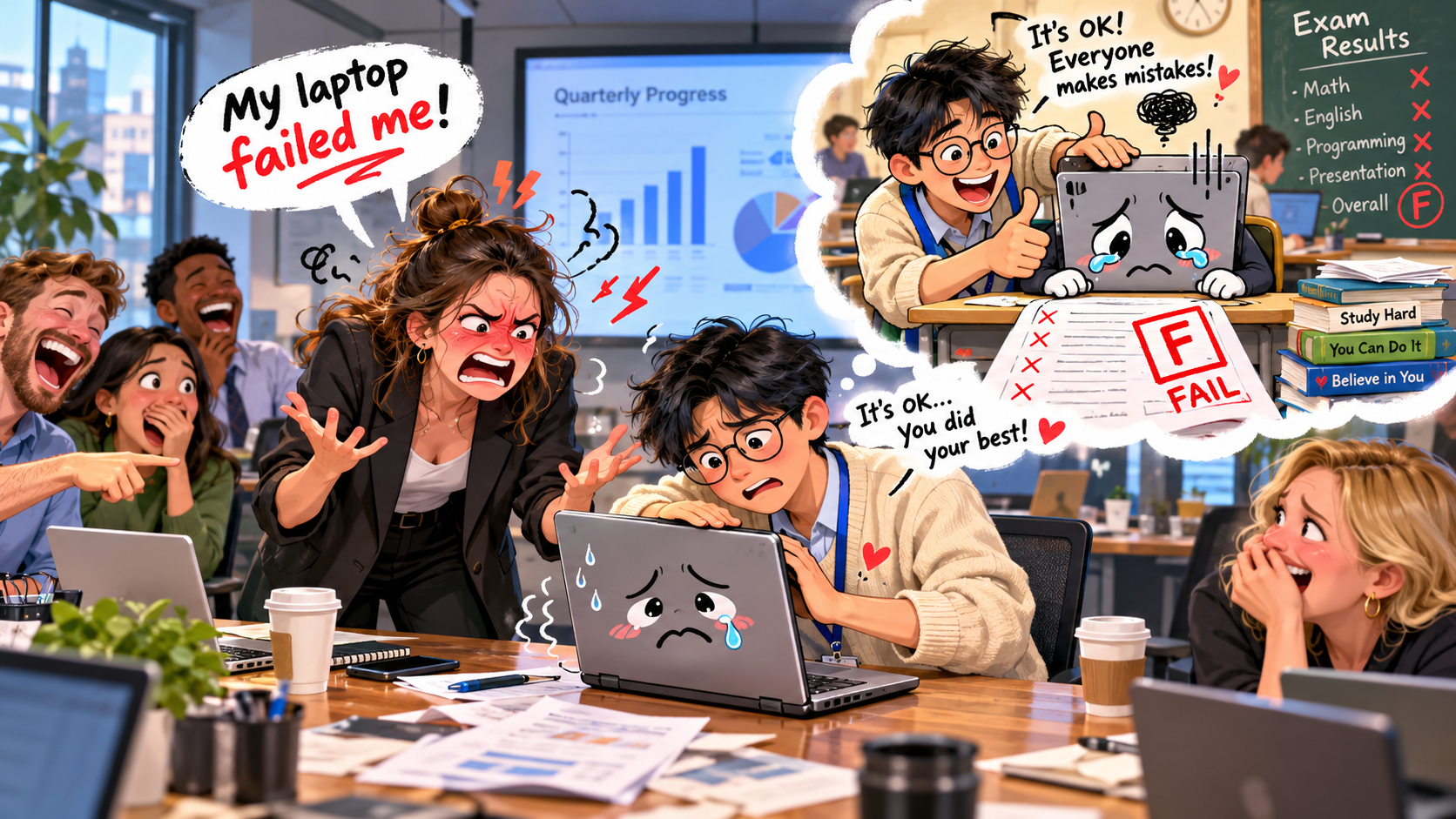 美剧学英语:fail - 加拿大办公室同事说电脑“failed me”,我居然安慰它下次努力