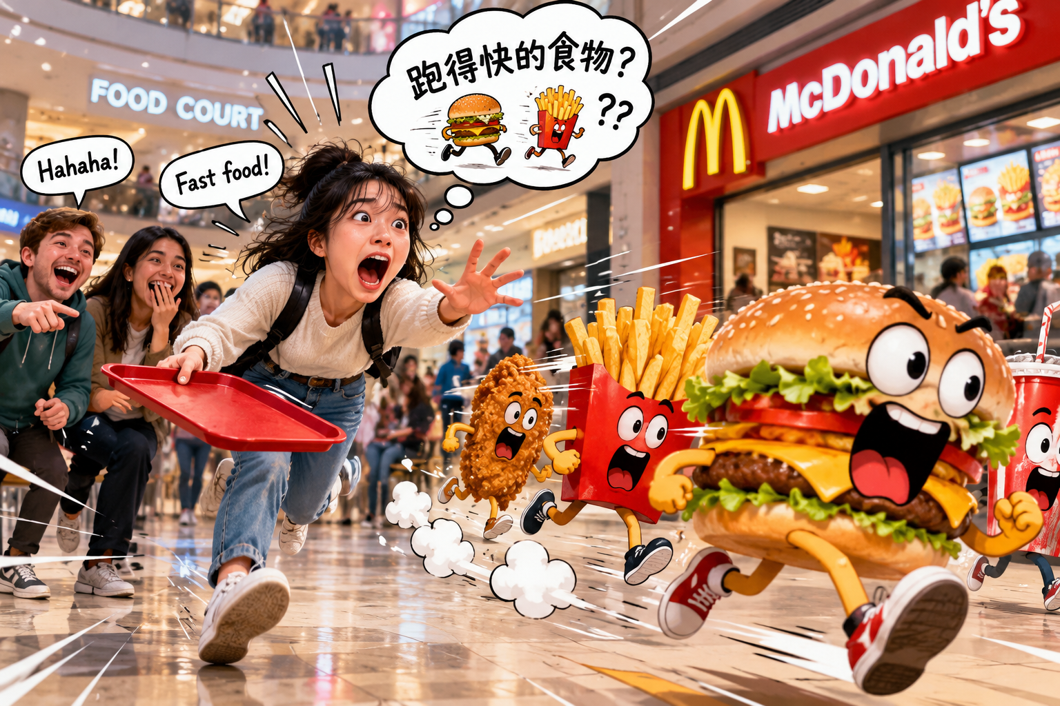 美剧说英语:fast food - 加拿大商场里同事说去吃“fast food”,我脑子里竟然出现了一份会逃跑的汉堡……