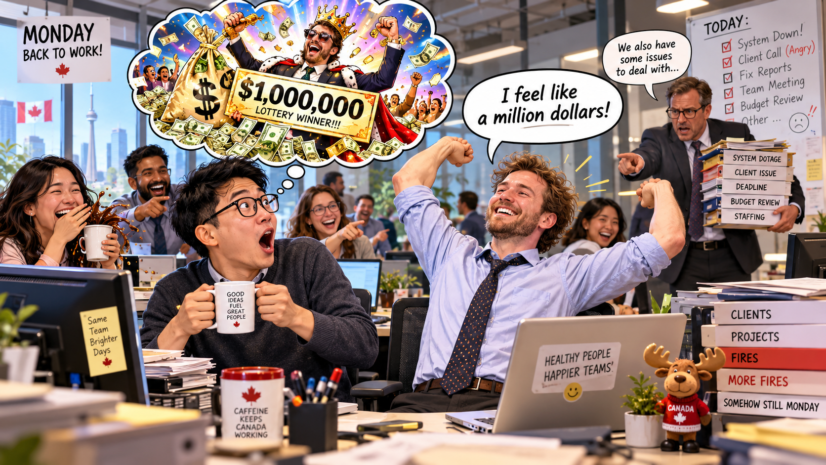 美剧说英语：feel like a million dollars - 加拿大同事病假回来，说自己像一百万美元，我差点问他是不是中彩票了……