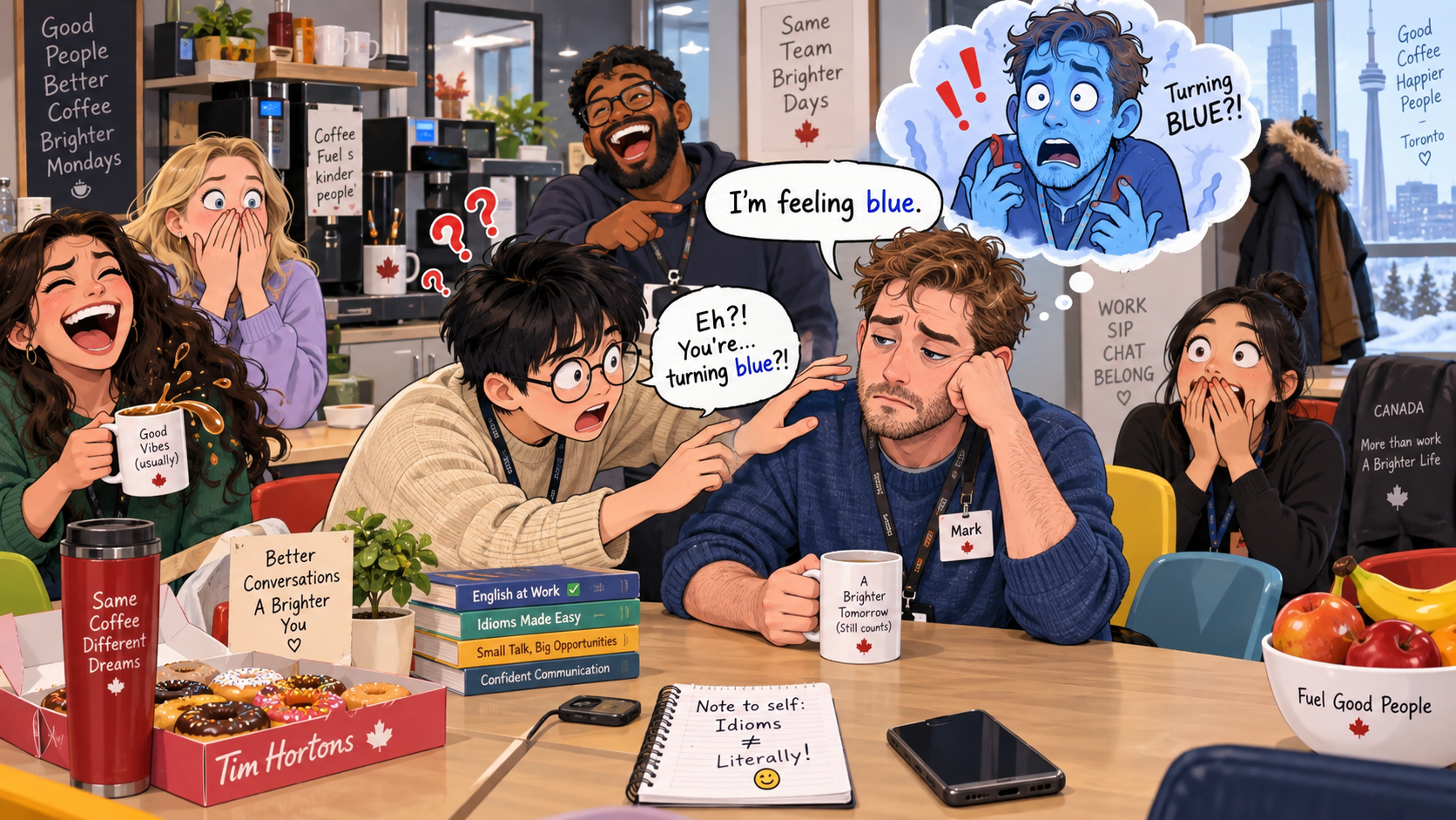 美剧学英语:feeling blue - 加拿大同事说“I'm feeling blue”,我低头看了半天他的脸……