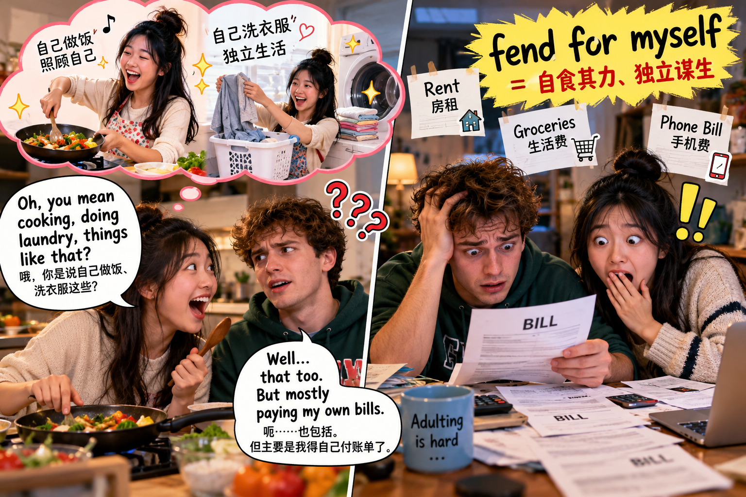 美剧说英语:fend for oneself - 加拿大合租室友说要 fend for himself,我还以为他只是要学会洗衣做饭……