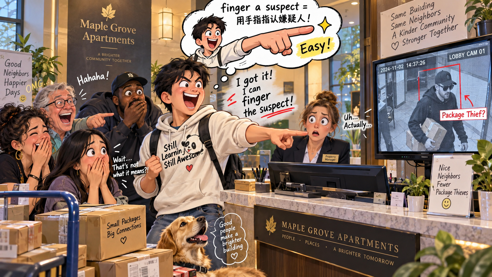 美剧学英语：finger a suspect - 加拿大公寓前台说“finger a suspect”，我差点真的伸手指人……