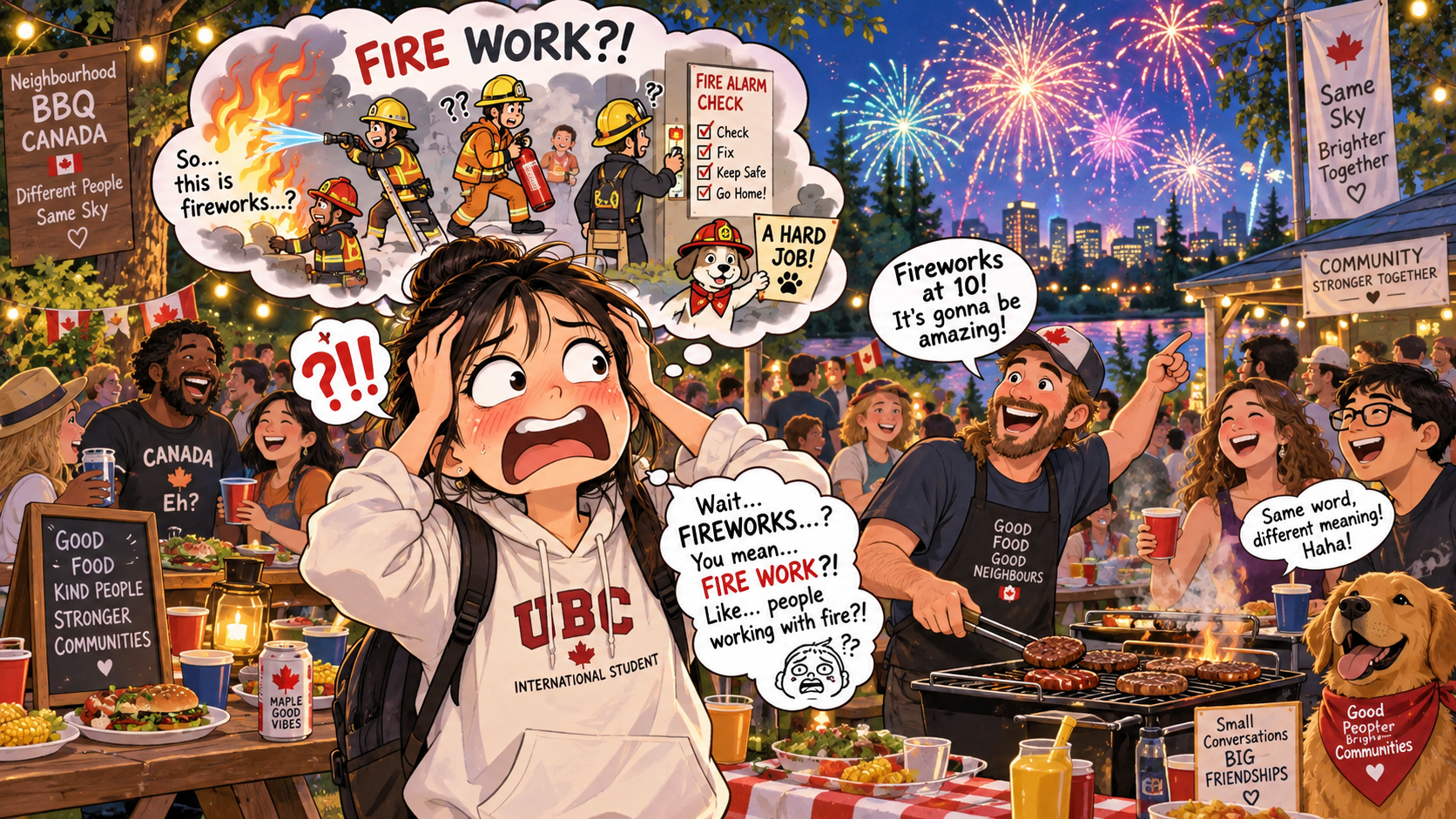 美剧学英语:firework - 加拿大社区烧烤时邻居说“fireworks at 10”,我竟然跑回家检查灭火器……