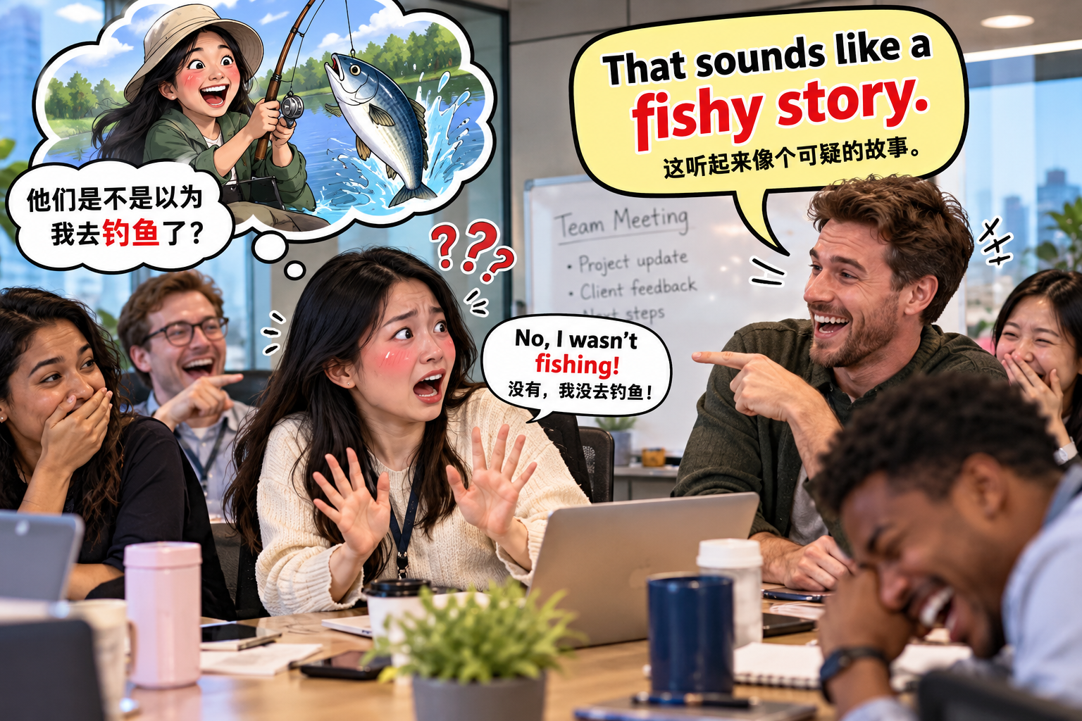 美剧说英语：fishy story - 加拿大办公室同事说我讲了个“fishy story”，我还以为他想吃鱼……
