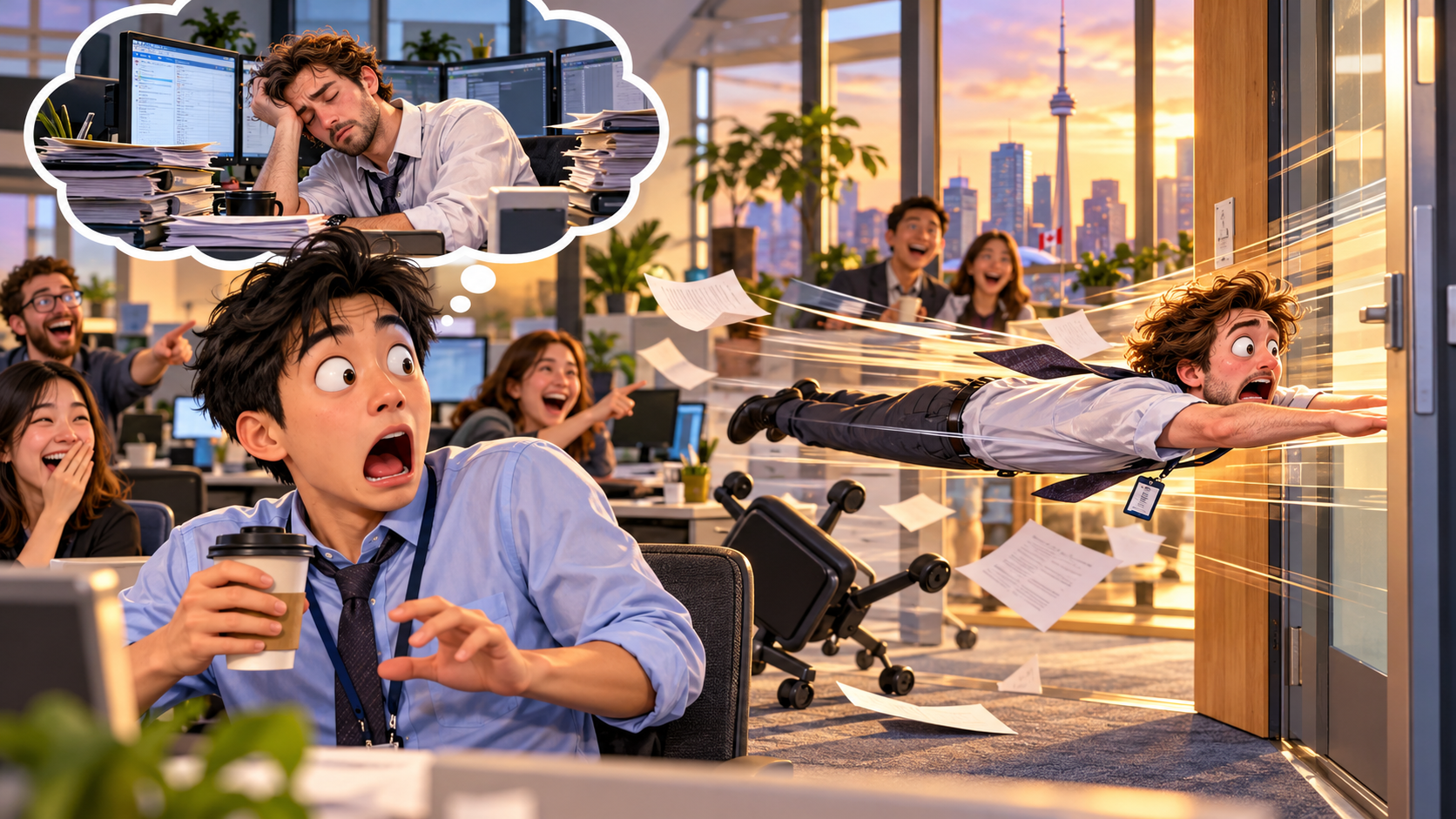 美剧说英语：flat out - 加拿大办公室同事说“flat out”，我差点以为他要躺着出去……