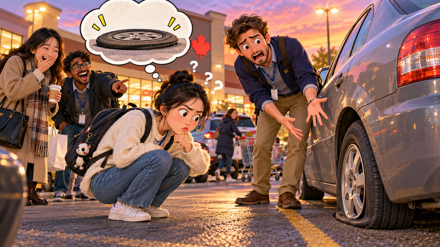 美剧学英语：flat tire - 加拿大停车场，同事说自己有个“flat tire”，我还以为他嫌轮胎长得不够圆