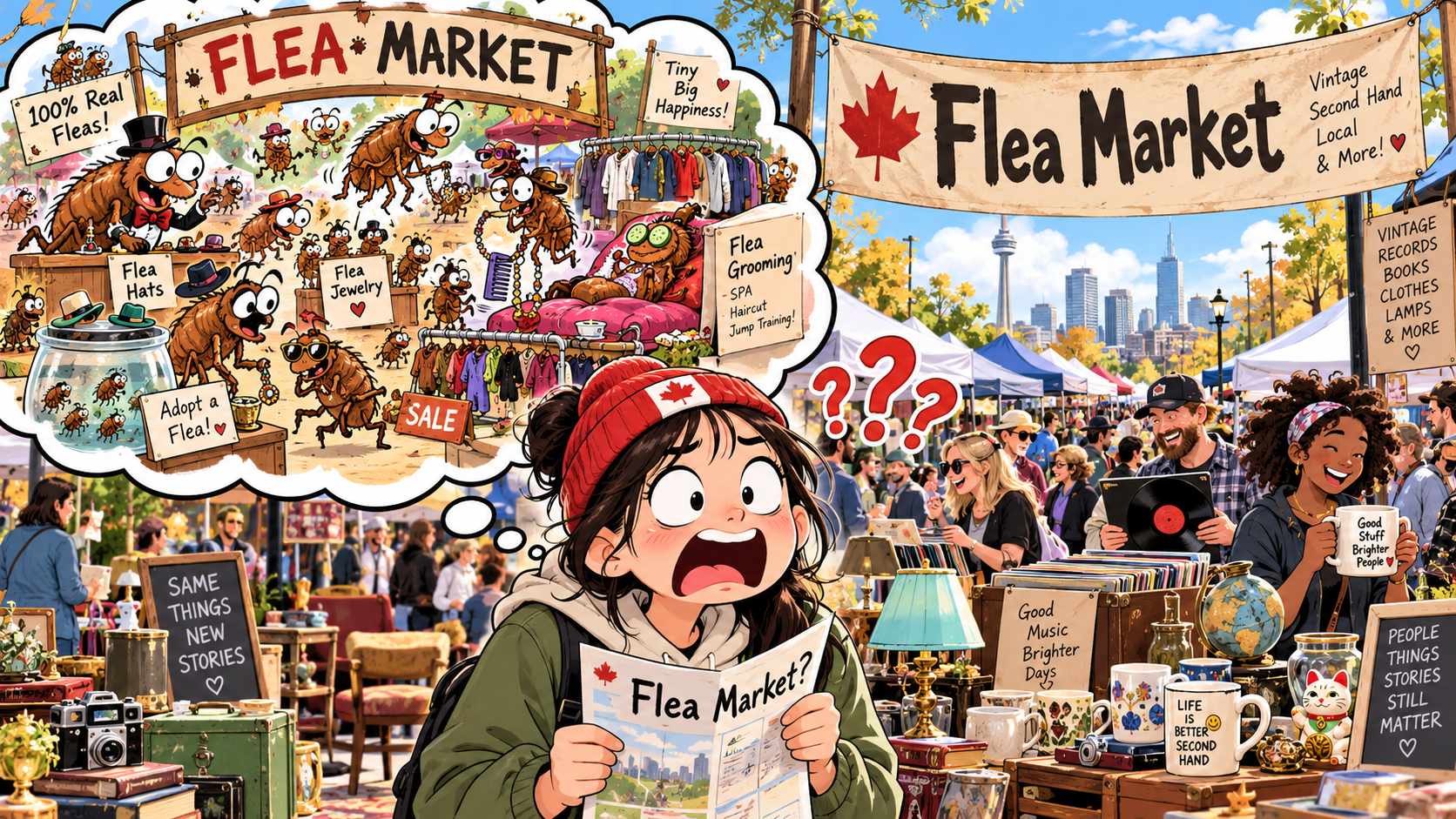 美剧学英语:flea market - 加拿大周末逛flea market,我还真以为是卖跳蚤的……