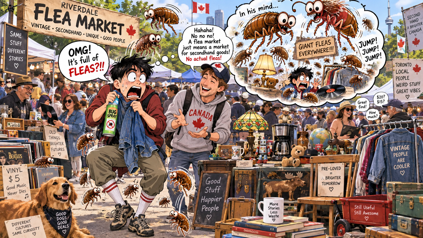 美剧学英语：flea market - 加拿大周末逛flea market，我一路都在担心被跳蚤咬……