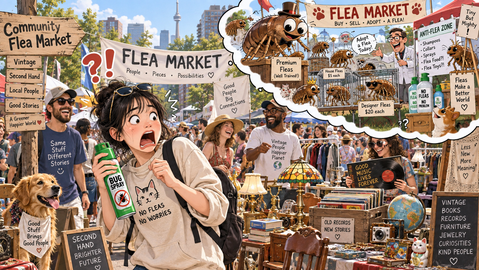 美剧学英语：flea market - 加拿大周末社区集市，朋友说去“flea market”，我差点带上驱虫喷雾……